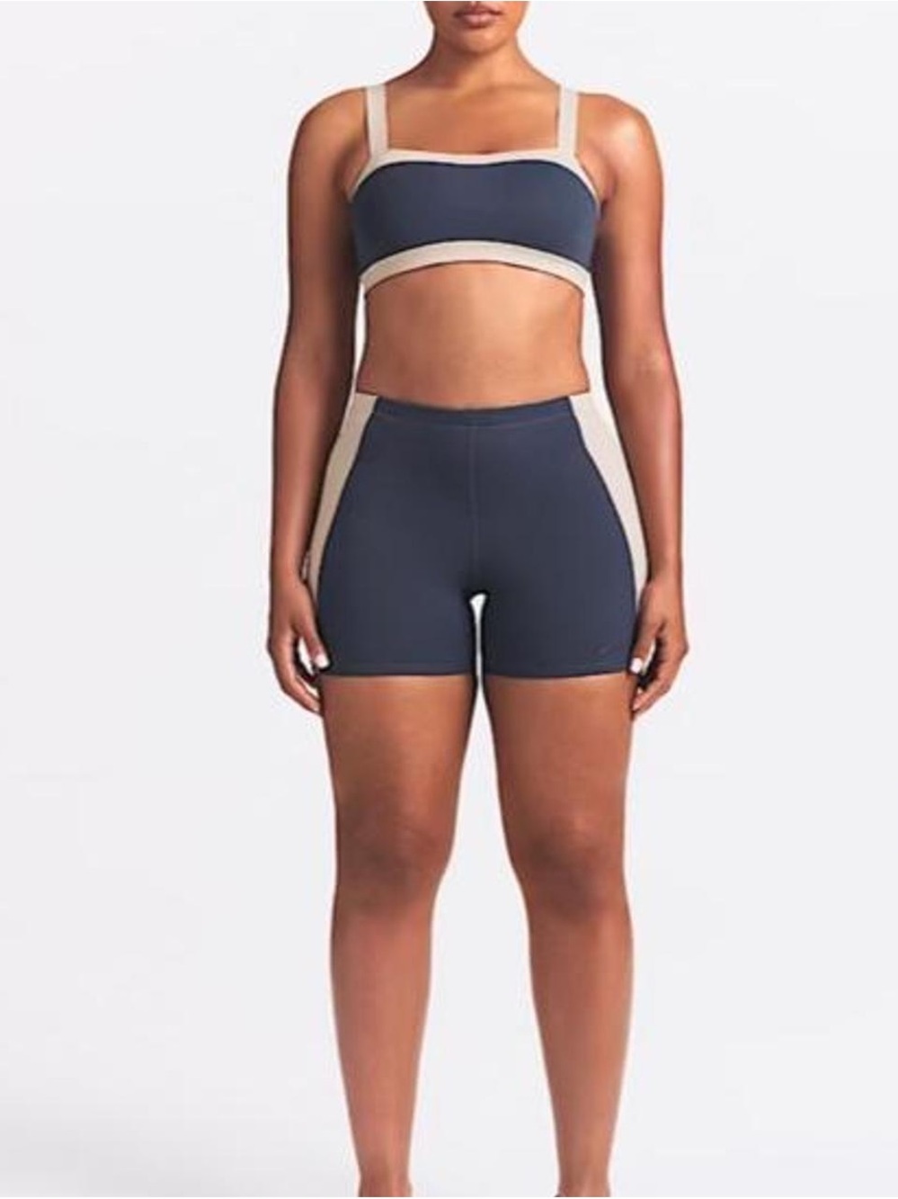 Nike skims set matte shine mix straight neck bra and boy short 5 inch